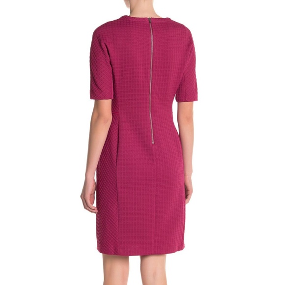 Maggie London Crew Neck Waffle Knit Sheath Dress - Picture 4 of 12